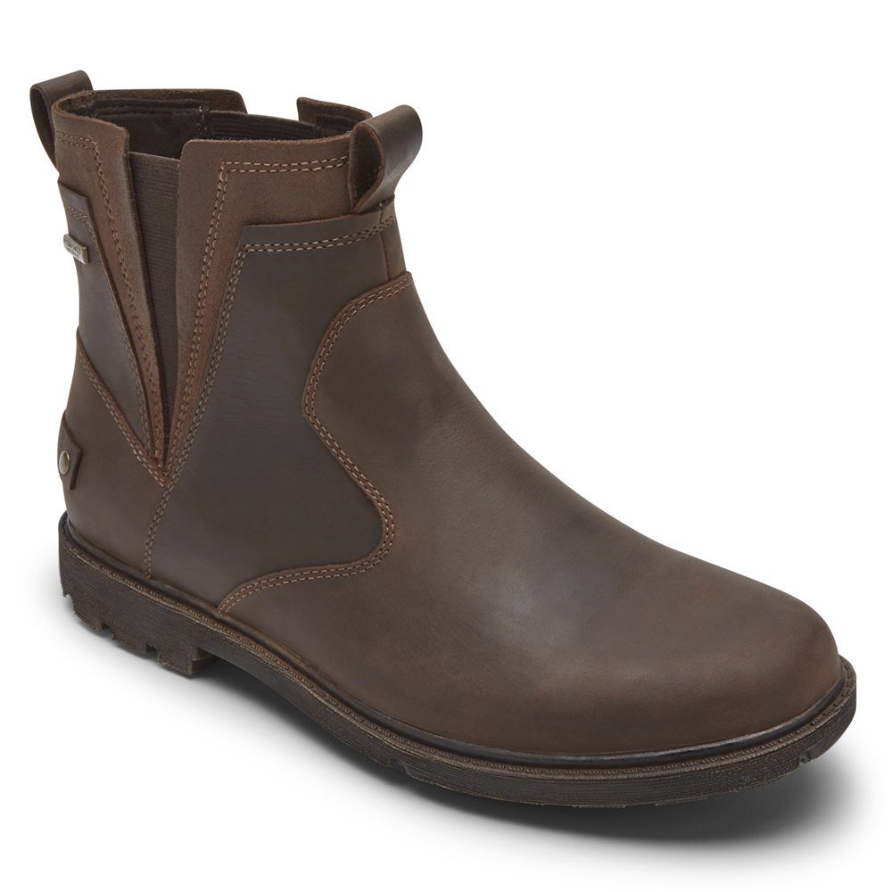 Rockport Boots For Mens Brown - Storm Surge Waterproof Chelsea - JU0675489